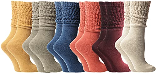 Yacht & Smith 6 Pairs Womens Scrunched Slouch Socks, Cotton Boot Socks Bulk Pack