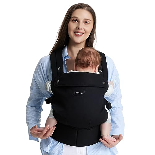 Momcozy Baby Carrier Newborn to Toddler - Ergonomic, Cozy and Lightweight Infant Carrier for 7-44lbs, Effortless to Put On, Ideal for Hands-Free Parenting, Enhanced Lumbar Support, Black