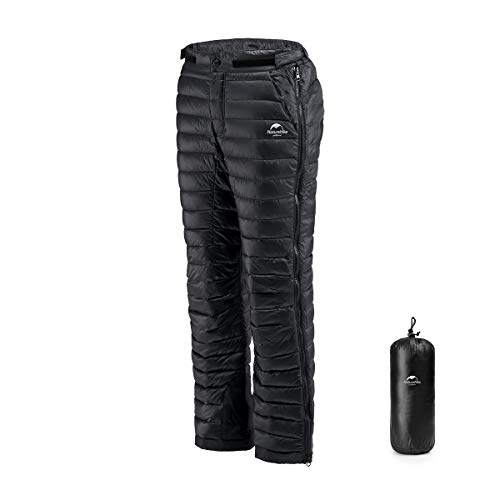 usharedo Men Women Outdoor Climbing Down Pants Windproof Water Resistant Winter Warm Pants White Goose Down Pants Include Storage Bag