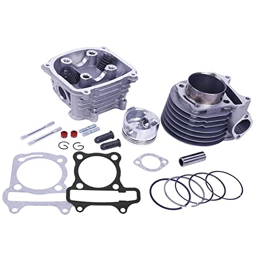 Glixal GY6 150cc 57.4mm Scooter Engine Rebuild Kit Cylinder Kit Cylinder Head assy for 4-stroke 157QMJ Moped Go-Kart ATV