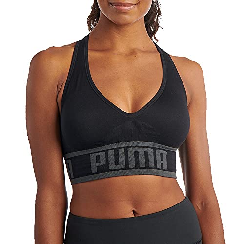 PUMA Women's Seamless Sports Bra, Black, Medium