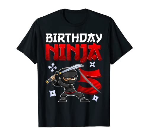 5 Years Old Boy Birthday Tee, Birthday Ninja Boy T-Shirt