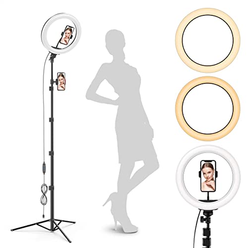 ﻿GearLight Ring Light - 10' Selfie Tripod Stand with LED Lights, Dual Phone Holders, Adjustable Height and Lighting for Recording, Makeup & Photography - Cute ﻿Room Decor Stuff & Gifts For Teen Girls