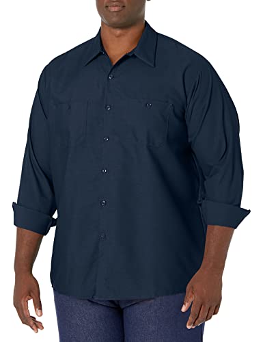 Red Kap Men's Size Industrial Work Shirt, Regular Fit, Long Sleeve, Navy, 6X-Large/Tall