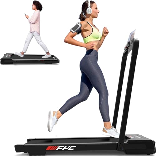 LIVIVOX Under Desk Treadmill，Max 3.5 HP Electric Walking Pad，Folding Treadmill with 300LBS Capacity Designed 2 in 1 Installation-Free Treadmills for Home & Office Small (Black)