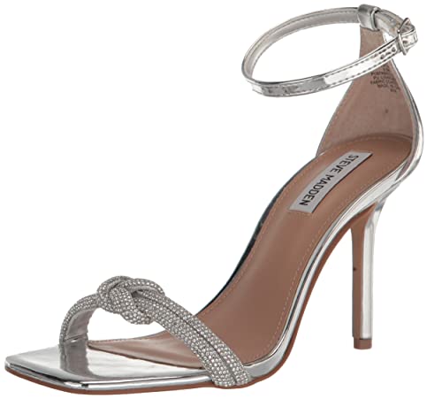 Steve Madden Women's Confeti Heeled Sandal, Silver, 8