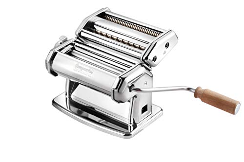 Imperia Pasta Maker Machine - Heavy Duty Steel Construction w Easy Lock Dial and Wood Grip Handle- Made in Italy, Make Authentic Homemade Italian Noodles or Spaghetti for Holiday Cooking, Quality Gift