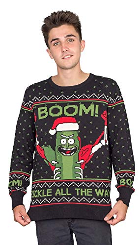 Ripple Junction Rick and Morty Boom! PickleRick Ugly Christmas Sweater (Adult Medium)