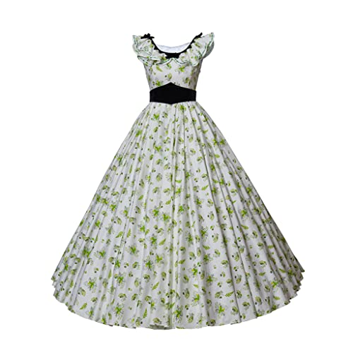 Gone with The Wind Scarlett O'hara Cosplay Costume Bbq Dress Victorian Civil War Southern Belle Dress Ball Gown for Women Adult (XS, green)