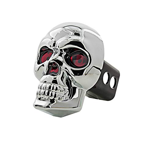 Bully CR-018 Chrome ABS Plastic Universal Fit Truck Skull LED Brake Light Hitch Cover Fits 1.25' and 2' Hitch Receivers for Trucks from Chevy (Chevrolet), Ford, Toyota, GMC, Dodge RAM, Jeep