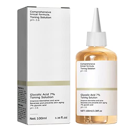 Glycolic Acid 7% Toner, Glycolic Sour 7% Toning Resurfacing Solution for Blemishes and Acne, Facial Exfoliation Astringe Pores (100ML)