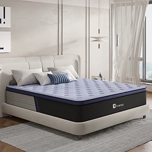 Avenco California King Mattress, Hybrid Mattress California King, 12 Inch Medium Firm Cal King Mattress, Pocket Innerspring for Motion Isolation, Bamboo Charcoal for Odor Reducing, CertiPUR-US