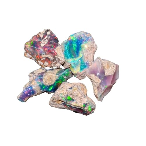 Jaguar Gems AA Natural Raw Ethiopian Opal Gem Stone, Rough Opal Crystals, Jewelry Making Gemstone, Ultra Fire Striking Opal, Good Luck Stone, Wire Wrapping, (25 Carats)