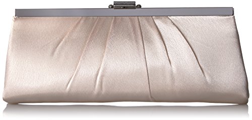 Jessica McClintock womens Blaire Satin Frame Clutch Evening Handbag, Champagne, One Size US