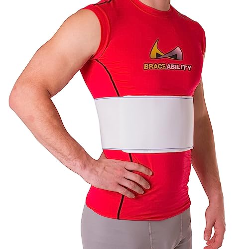 BraceAbility Rib Injury Binder Belt - Male Universal Broken Rib Brace for Cracked Ribs, Rib Cage Protector Wrap for Sore or Bruised Support, Sternum Injury for Men (Fits 36”-58”)