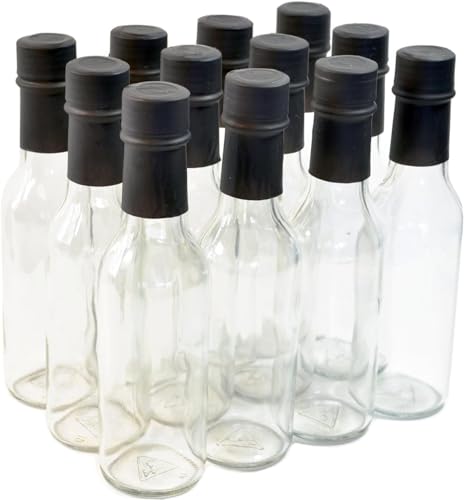 nicebottles Clear Glass Woozy Bottles with Shrink Capsules, 5 Oz, Case of 24