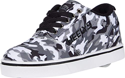 HEELYS Pro 20 Prints Skate Shoe for Adult, Little,and Big Kids - Breathable Microfiber Lining, Padded Footbed, and Long-Lasting Footwear Charcoal/Grey/Camo 3 Little Kid M
