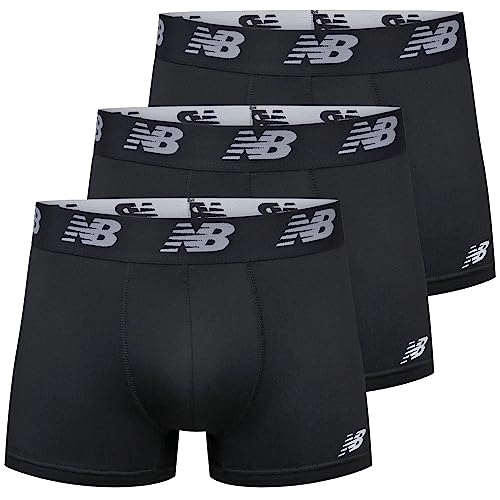 New Balance Men's 3' Boxer Brief No Fly, with Pouch, 3-Pack, Black/Black/Black, Large