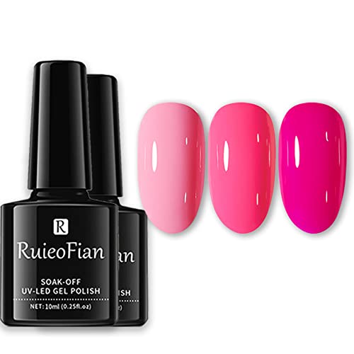 BINGBRUSH 3 Pcs Gel Nail Polish Kit, 10ML Pink Gel Polish Nail Lacquer Long Lasting High Shine Soak Off Gel Polish Set LED Nail Art Manicure Salon DIY Gel Nail Design Decoration at Home