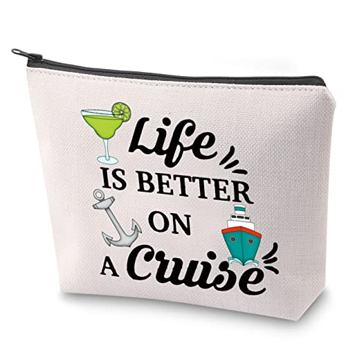 ZJXHPO Cruise Vacation Cosmetic Bag Life Is Better On A Cruise Makeup Bag With Zipper Summer Vacation Travel Case Beach Life Gift (Cruise)
