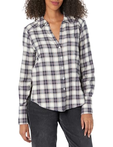 PAIGE Women's Jalen Shirt, White/Navy-Painters, Large