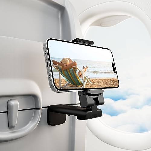 Portable Airplane Phone Holder, Klearlook Universal Travel Essentials Phone Mount with Multi-Directional 360° Rotation, Travel Must Haves Handsfree Phone Stand for Flying, Table, Outdoor Accessories