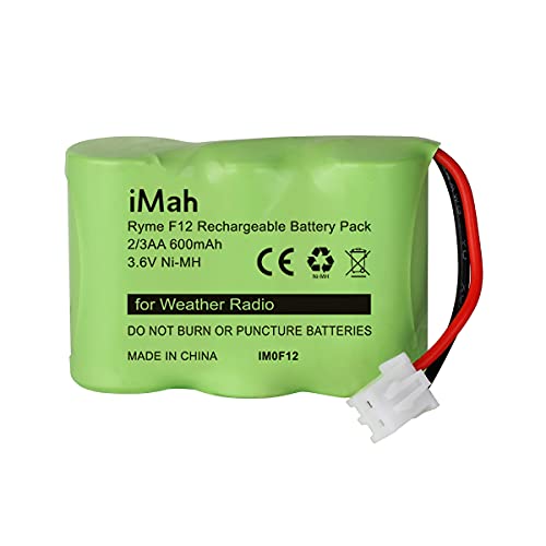 iMah Ryme F12 2/3AA600 3.6V 600mAh Ni-MH Battery Pack, with Square-Hole Plug only fits Eton FRX3 0000101 Newer Square-Hole Verson (Don't fit Eton FRX3 Earlier Round-Hole Verson)