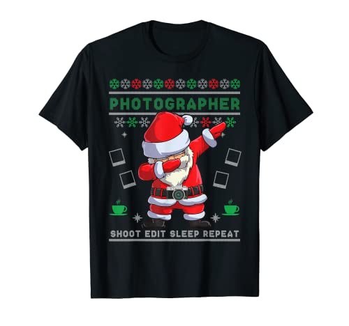 Dabbing Santa Photographer Christmas Ugly Sweater Camera T-Shirt
