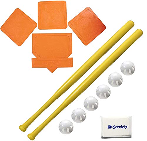 WIFFLE Ball 6 Baseballs Official Size - 6 Pack Ball 32' Bats 2 Pack, BSN Orange Throw Down Bases (5 Piece), Gift Set Bundle + Bonus NOIS Tissue Pack