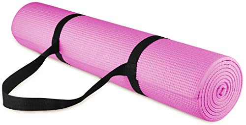 BalanceFrom GoYoga All-Purpose 1/4-Inch High Density Anti-Tear Exercise Yoga Mat with Carrying Strap,Pink