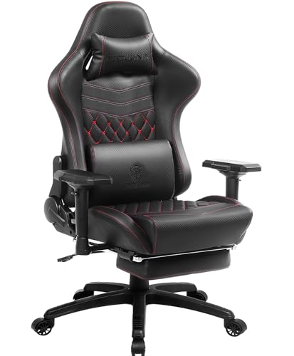 Dowinx Gaming Chair Ergonomic Racing Style Recliner with Massage Lumbar Support,4D armrests Gamer Chair for Computer PU Leather with Retractable Footrest Black