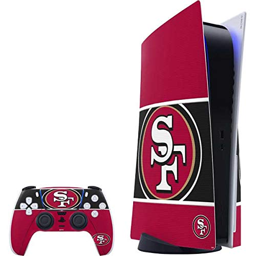 Skinit Decal Gaming Skin compatible with PS5 Console and Controller - Officially Licensed NFL San Francisco 49ers Zone Block Design