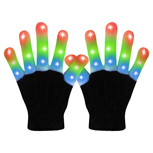 WEICHUANGXIN LED Gloves,Cool Toys Kids Christmas Gifts Light Up Gloves Finger Lights Flashing LED Gloves Colorful Flashing Gloves Kids Toys for Christmas Halloween Party Favors,Gifts(S)
