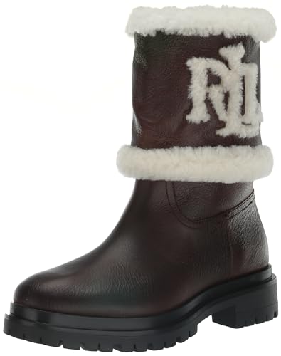 Lauren Ralph Lauren Women's Carter MID Boot Fashion, Brown, 8