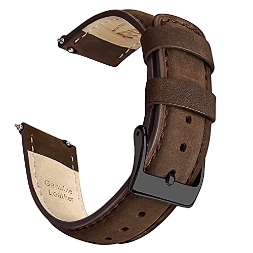 Ritche Genuine 22mm Leather Watch Band Classic Vintage Quick Release Leather Watch Strap (Saddle Brown)