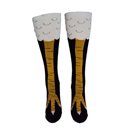 TheFound Crazy Funny Chicken Legs Knee-High Novelty Socks Funny Gifts (Long(50cm/ 19.7''), Yellow)