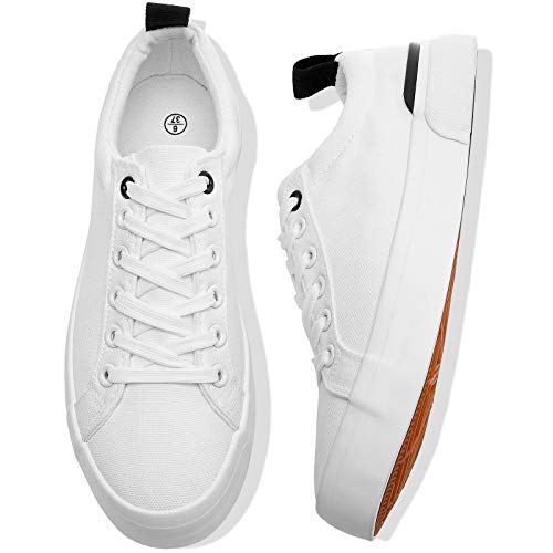 Womens Canvas Shoes Low Cut Canvas Sneakers Walking Running Shoes(N.White,US8)
