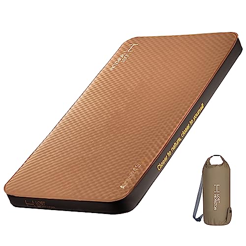 LOSTHORIZON 4.5” Thick Self Inflating Sleeping Pad with Solid Foam, Camping Mattress with Pump Sack, Portable Roll Up Bed, Inflatable Outdoor Mat for Rooftop Tent Car Truck Van, Twin