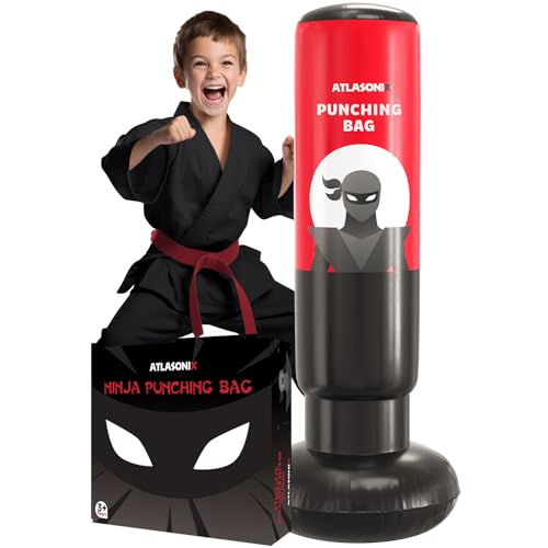 Punching Bag for Kids, Inflatable Kids Punching Bag for Kids 5-10, Punching Bag for Teens, Bop Bag, Gifts for Boys, Karate, Kickboxing, Taekwondo Ninja Toys