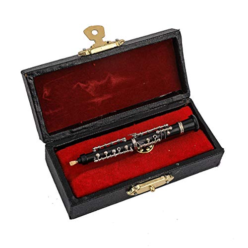 Dselvgvu Miniature Musical Instrument Fashion Lapel Brooch Pin with Red Velvet Lined Instrument Case Musical Gift Birthday Gift (2.87' Oboe Pin)