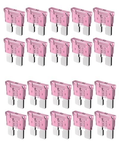 Riseuvo 20Pcs 50A Standard Car Fuses - 50 AMP Automotive Fuses(ATO/APR/ATS), 32V (12/24V) Blade Fuse for RV/Truck/SUV