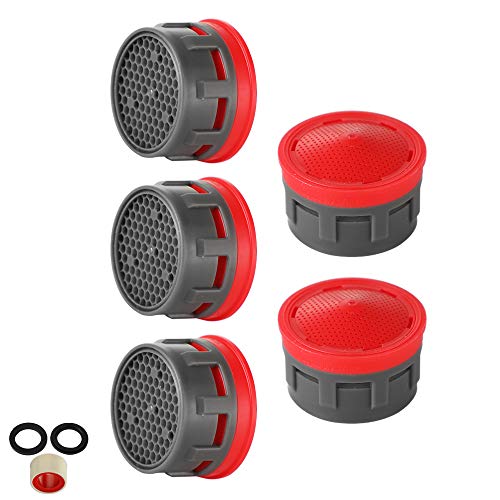 JQK Faucet Aerator, 2.2 GPM Flow Retrictor Insert Faucet Aerators Replacement Parts Bathroom 5 Pack, Standard Size, FAN22-P5