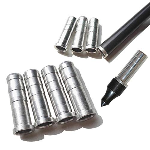 JJZS 12pcs Aluminum Arrow Inserts for Carbon Arrows, 6mm Carbon Arrow Shaft Insert Universal Archery Inserts for Target Arrow Tips, Archery Field Points Inserts for Crossbow Compound Recurve Bow