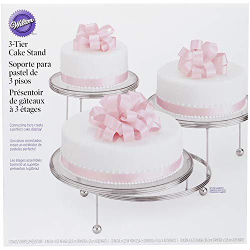 Wilton Cakes 'N More 3-Tier Cupcake and Cake Stand Display, Silver