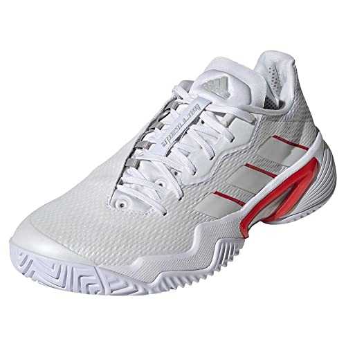 adidas Women's Barricade Tennis Shoe, White/Silver Metallic/Grey, 8.5