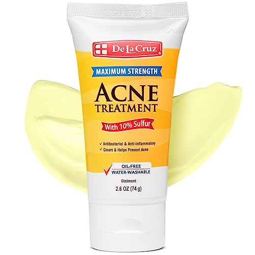 De La Cruz Sulfur Ointment - Cystic Acne Treatment for Face and Body - Daily 10 Min Spot Treatment Mask - Safe and Effective Game Changing Hormonal Acne Treatment that Clears Up Pimples - 2.6 OZ Tube