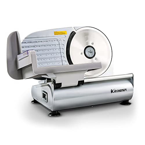 Kitchener Meat Slicer for Deli Cuts, Bread, & Cheese, Electric, 7.5' Stainless Steel Blade, Safety Guard, 120VAC Belt Driven