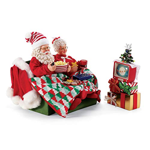 Department 56 Sports and Leisure Santa and Mrs. Claus Binge Watching Figurine Set, 8.5 Inch, Multicolor