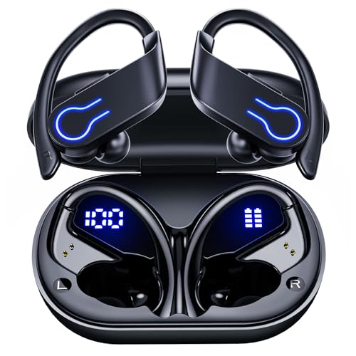 Wireless Bluetooth Earbuds 120H Playtime Bluetooth 5.3 Ear Buds for Sports, Hi-fi Stereo Earphones with LED Display Charging Case, Headphones for Running/Workout Audifonos Bluetooth inalambricos