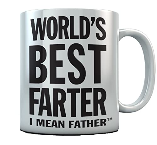 World's Best Farter I Mean Father Coffee Mug Funny Dad Mug Fathers Day Mugs Gifts from Kids Son Dads Coffee Cup 15 Ounce White